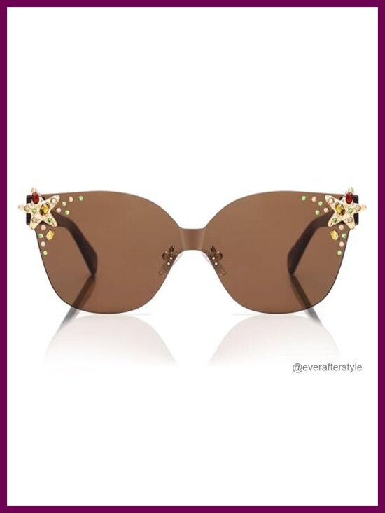 Oversized Square Acetate Sunglasses with Star Rhinestone Temples UV400 main image 3